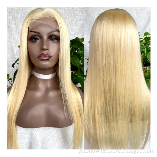 2021 100% raw human hair  virgin silky straight  613  blonde  lace front  wig